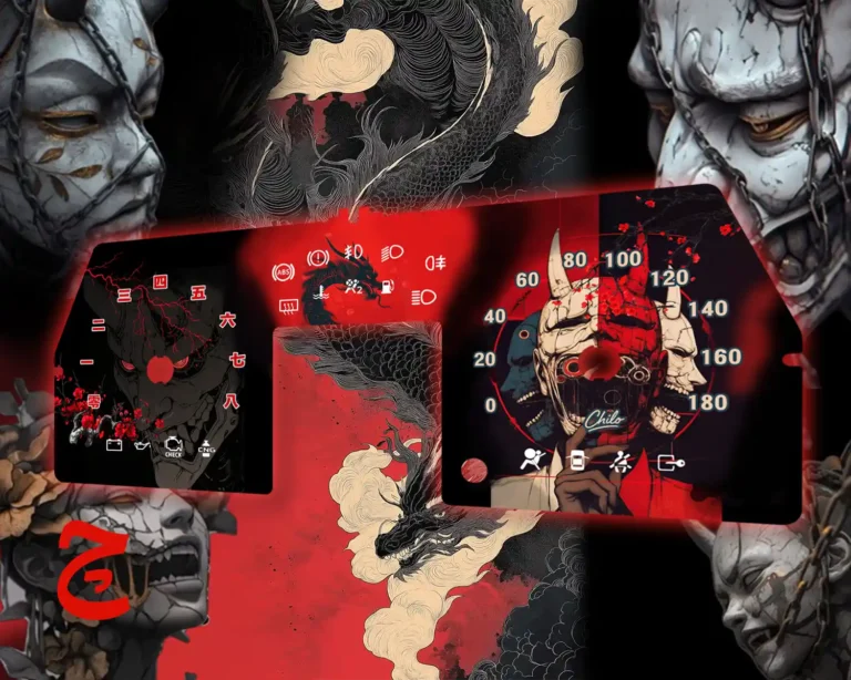 ورق کیلومتر طرح سامورایی ژاپنی با اژدها برای ماشین پراید داشبرد جدید / یورو 4