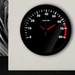 ساعت دیواری عقربه فانتزی با طرح کیلومتر 405 مشکی قطر31