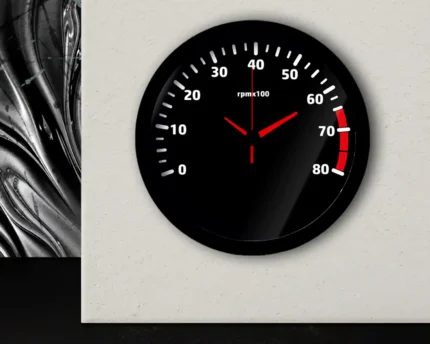 ساعت دیواری عقربه فانتزی با طرح کیلومتر 405 مشکی قطر31