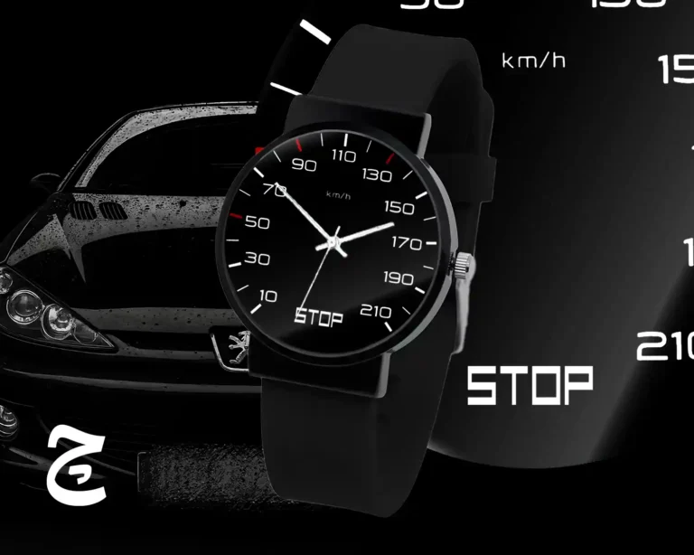 ساعت مچی اسپرت با طرح عقربه کیلومتر پژو 206 | بند سیلیکون الی استیل درجه یک / مناسب کلیه سنین / قطر ساعت 3.5 الی 4.5 سانتی متر / مقاوم دربرابر رطوبت و آب / زمان آماده سازی 10 روز کاری