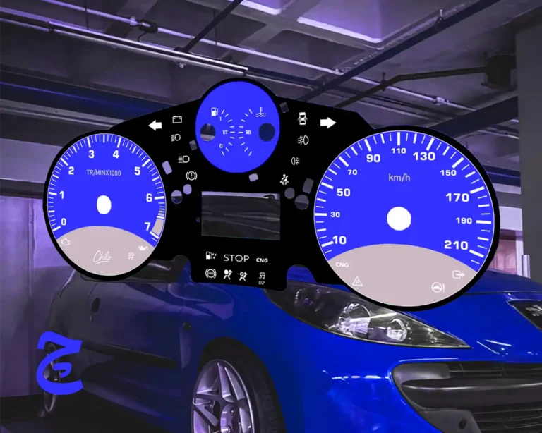 ورق کیلومتر طرح آبی خاکستری مشکی مناسب پژو 207 این طراحی متناسب با کیلومتر ماشین یا موتور شما طراحی میشود و تفاوتی ندارد که وسیله نقلیه شما از چه مدل و برندی هست زمان آماده سازی ورق کیلومتر 15 روز کاری میباشد