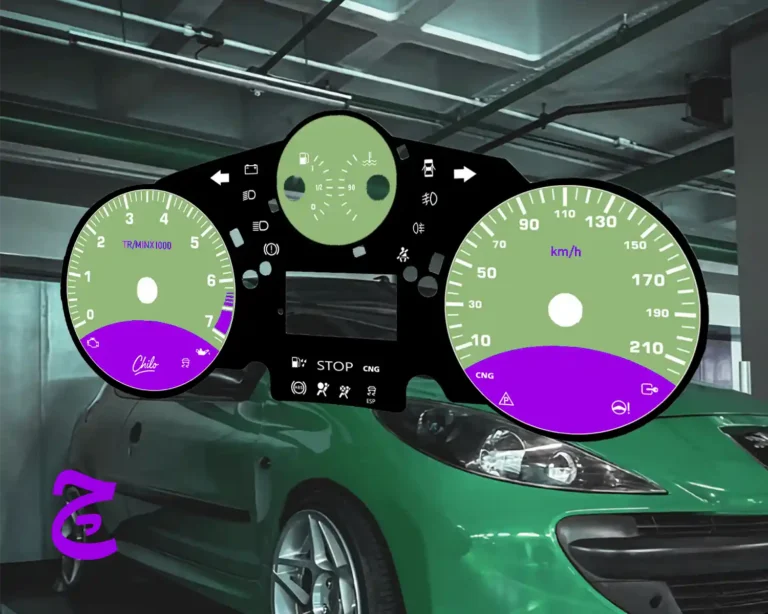 ورق کیلومتر طرح سبز بنفش مناسب پژو 207 این طراحی متناسب با کیلومتر ماشین یا موتور شما طراحی میشود و تفاوتی ندارد که وسیله نقلیه شما از چه مدل و برندی هست زمان آماده سازی ورق کیلومتر 15 روز کاری میباشد