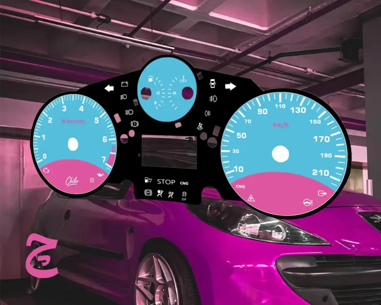 ورق کیلومتر طرح آبی صورتی مناسب پژو 207 این طراحی متناسب با کیلومتر ماشین یا موتور شما طراحی میشود و تفاوتی ندارد که وسیله نقلیه شما از چه مدل و برندی هست زمان آماده سازی ورق کیلومتر 15 روز کاری میباشد