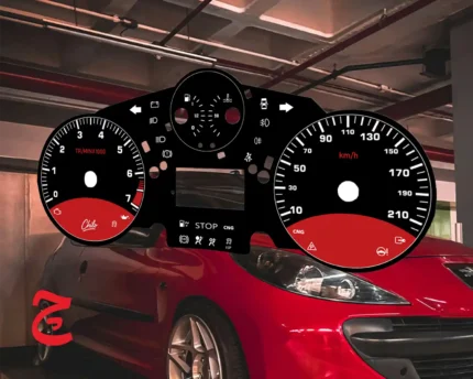 ورق کیلومتر طرح قرمز مشکی مناسب پژو 207 این طراحی متناسب با کیلومتر ماشین یا موتور شما طراحی میشود و تفاوتی ندارد که وسیله نقلیه شما از چه مدل و برندی هست زمان آماده سازی ورق کیلومتر 15 روز کاری میباشد