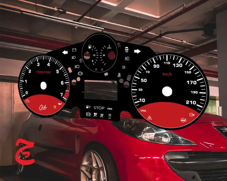 ورق کیلومتر طرح قرمز مشکی مناسب پژو 207 این طراحی متناسب با کیلومتر ماشین یا موتور شما طراحی میشود و تفاوتی ندارد که وسیله نقلیه شما از چه مدل و برندی هست زمان آماده سازی ورق کیلومتر 15 روز کاری میباشد