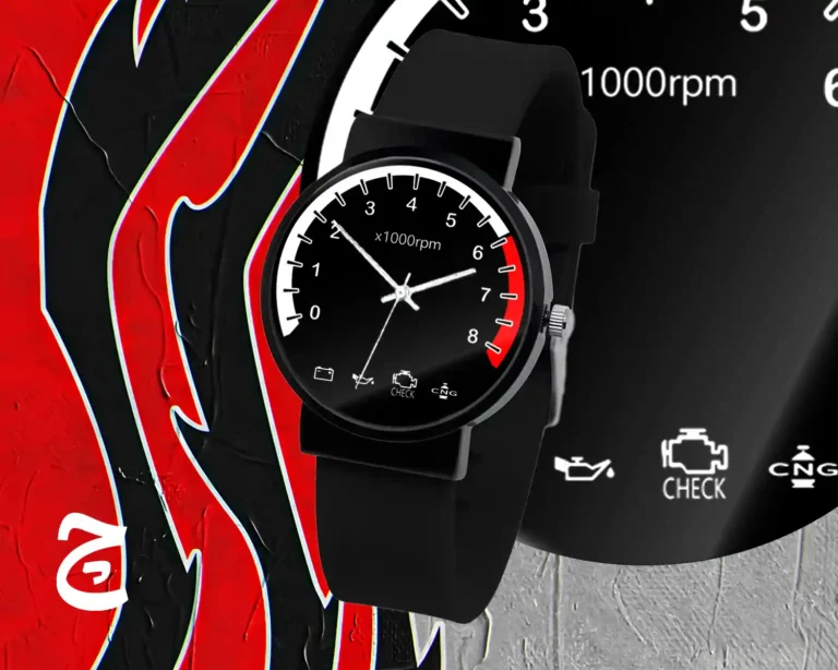 ساعت مچی اسپرت با طرح عقربه کیلومتر پژو 206 | بند سیلیکون الی استیل درجه یک / مناسب کلیه سنین / قطر ساعت 3.5 الی 4.5 سانتی متر / مقاوم دربرابر رطوبت و آب / زمان آماده سازی 10 روز کاری